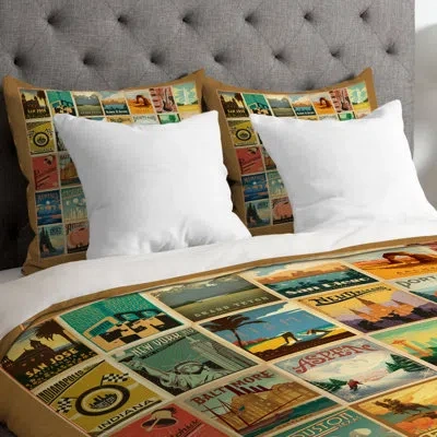 Deny Designs Lightweight City Border Duvet Cover In Brown,green