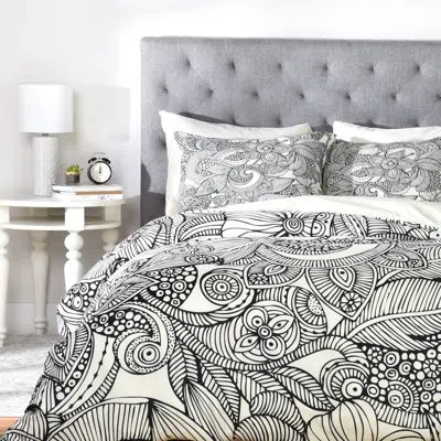 Deny Designs Lightweight Doodles Duvet Cover In Black,white