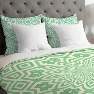 Deny Designs Lightweight Duvet Cover In Green,white