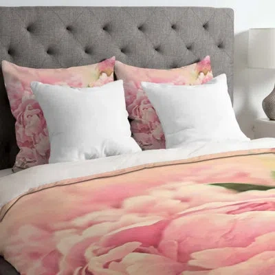 Deny Designs Lightweight Peonies Duvet Cover In Pink