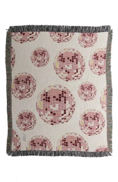 Deny Designs Lindsay Kay Disco Balls Fringe Throw Blanket In Sand