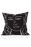 Deny Designs Line Portrait Square Throw Pillow In Black-white