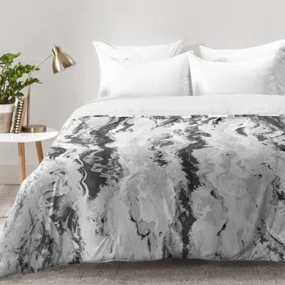 Deny Designs Lisa Argyropoulos Black/gray Microfiber Modern & Contemporary Comforter Set In Black,gray