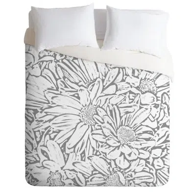 Deny Designs Lisa Argyropoulos Daisy Daisy Dove Single Duvet Cover In Gray,white