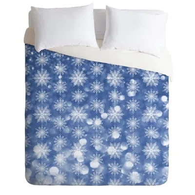 Deny Designs Lisa Argyropoulos Holiday And Flurries Single Duvet Cover In Blue,white