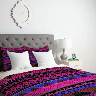 Deny Designs Lisa Argyropoulos Ocean T Neon Lightweight Duvet Cover In Pink,blue,black