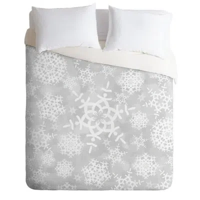 Deny Designs Lisa Argyropoulos Snow Flurries Single Duvet Cover In Gray,white