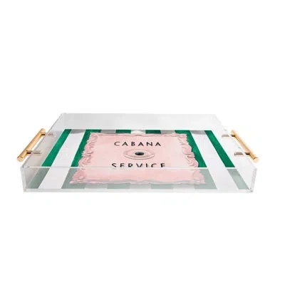 Deny Designs Lisa Golightly Press For Cabana Service Acrylic Tray In Green