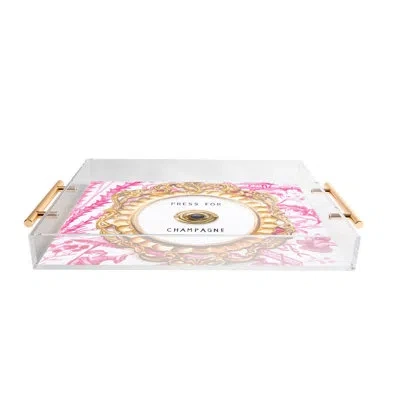 Deny Designs Lisa Golightly Press For Champagne Acrylic Tray In Pink
