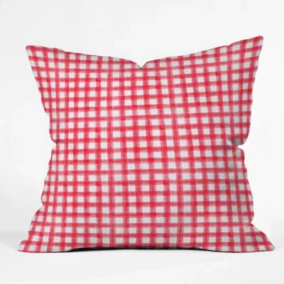 Deny Designs Little Arrow Co Watercolor Buffalo Check Throw Pillow In Red