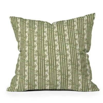 Deny Designs Little Arrow Design Co Bamboo Stripes Neutral Throw Pillow In Green