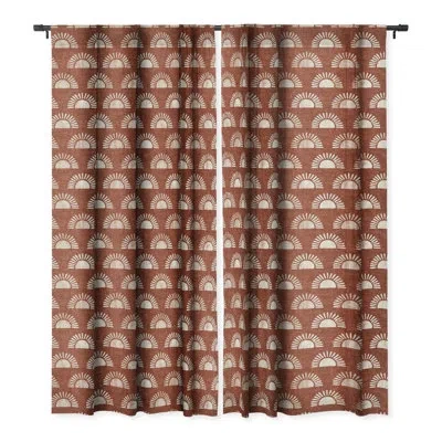 Deny Designs Little Arrow Design Co Block Print Suns On Rust 1pc Blackout Window Curtain Panel