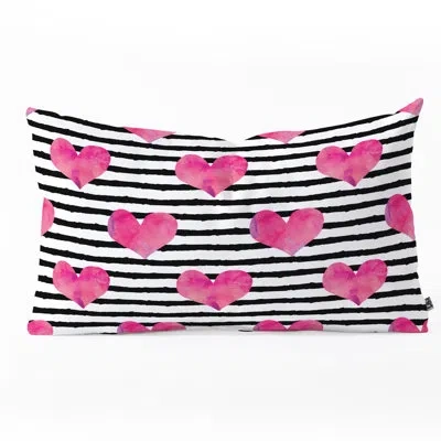 Deny Designs Little Arrow Design Co Hearts On Stripes Oblong Lumbar Pillow