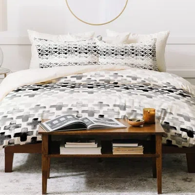 Deny Designs Little Arrow Design Co Monochrome Cross Duvet Cover Set In White