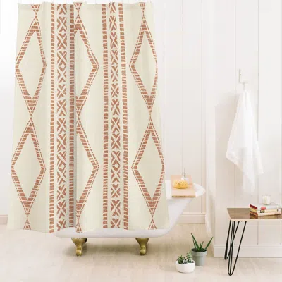 Deny Designs Little Arrow Design Co Oceania Diamond Stripes Ginger Shower Curtain In Neutral