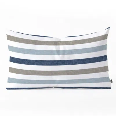Deny Designs Little Arrow Design Co Stripes Lumbar Pillow In Blue,gray