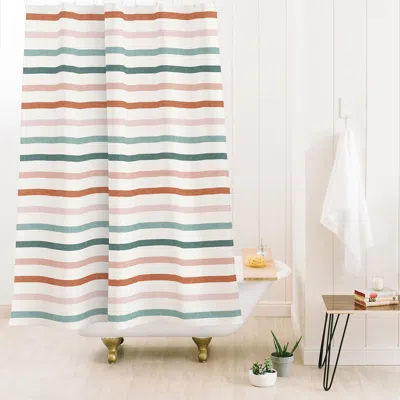 Deny Designs Little Arrow Design Co Sunset Stripes In Terra Cotta Shower Curtain In Multi