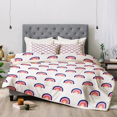 Deny Designs Little Arrow Design Co Unicorn Dreams Rainbows Comforter In Blue,beige,pink