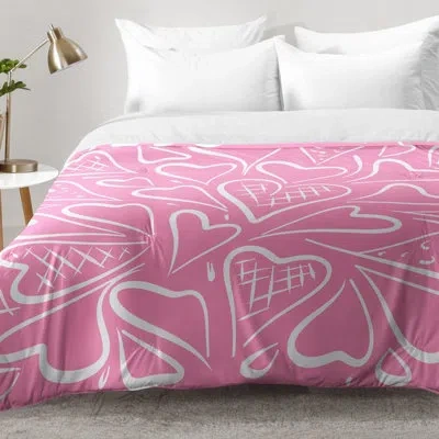 Deny Designs Love Is In The Air Rose Comforter Set In Pink,black