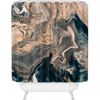 Deny Designs Marble Copper & Blue Shower Curtain In Gold