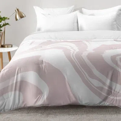 Deny Designs Marble Structure Comforter Set In Pink,white