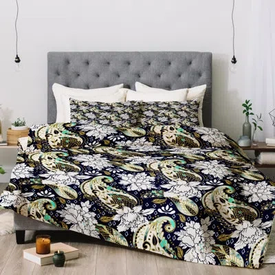 Deny Designs Marta Barragan Camarasa Paisley Bloom Comforter Set In Black,beige