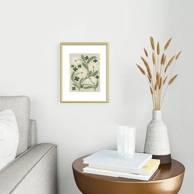 Deny Designs Megan Galante Clover Daisy Floral Metal Framed Art Print In Gold