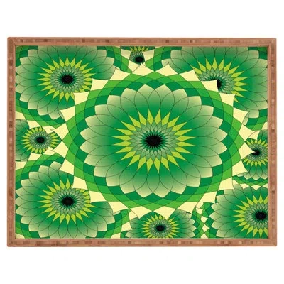 Deny Designs Mellow Lotus Ottoman/coffee Table Tray In Green