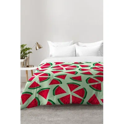 Deny Designs Melon Choly Fruit Salad Comforter Set In Red,green