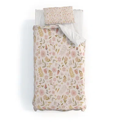 Deny Designs Menina Lisboa Pastel Spring Wildflowers Duvet Cover Set In Pink