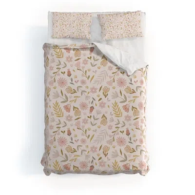 Deny Designs Menina Lisboa Pastel Spring Wildflowers Duvet Cover Set In Pink