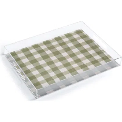 Deny Designs Menina Lisboa Plaid Acrylic Tray In Green