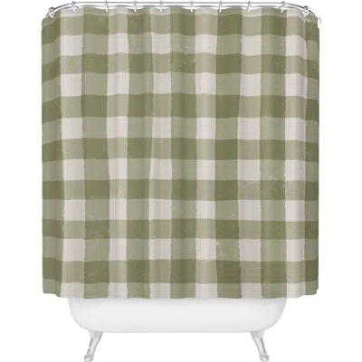 Deny Designs Menina Lisboa Plaid Shower Curtain In Green