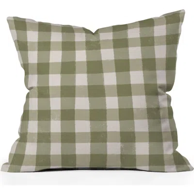 Deny Designs Menina Lisboa Rustic Gingham Accent Pillow In Green