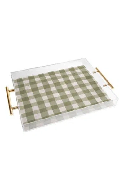 Deny Designs Menina Lisboa Rustic Plaid Acrylic Serving Tray In Green