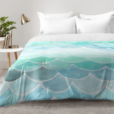 Deny Designs Mermaid Scales Comforter Set In Green,turquoise,blue,white