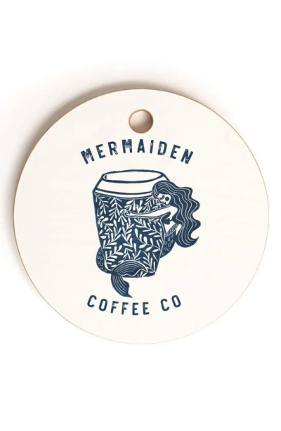 Deny Designs Mermaiden Coffee Cutting Board In Blue