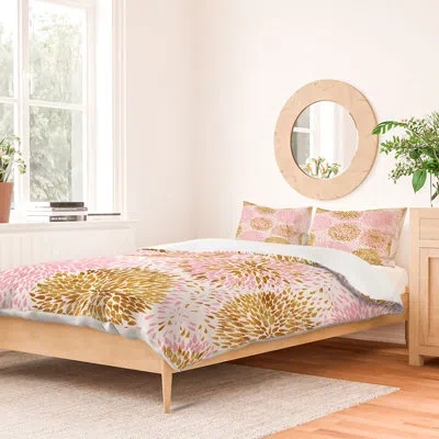 Deny Designs Microfiber 3 Pieces Duvet Cover Set In Pink,yellow