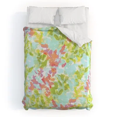 Deny Designs Microfiber Duvet Cover Set In Green,pink