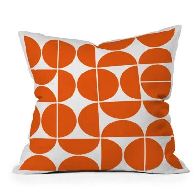 Deny Designs Mid Century Modern Outdoor Square Pillow Cover & Insert In Orange
