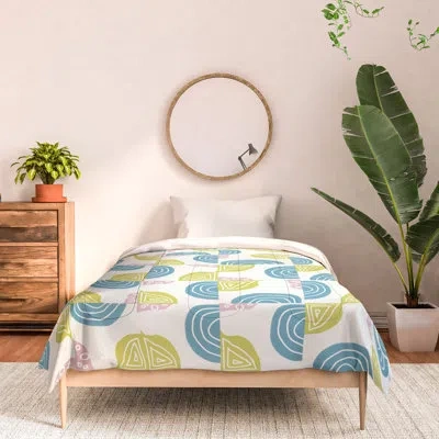 Deny Designs Mirimo Blue/pink/green Standard Cotton Comforter Set In Blue;green;pink