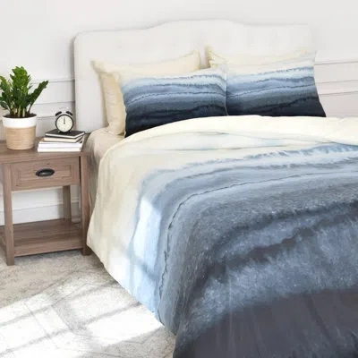 Deny Designs Monika Strigel Gray/cream/navy Microfiber Modern & Contemporary Duvet Cover Set In Gray,cream,navy