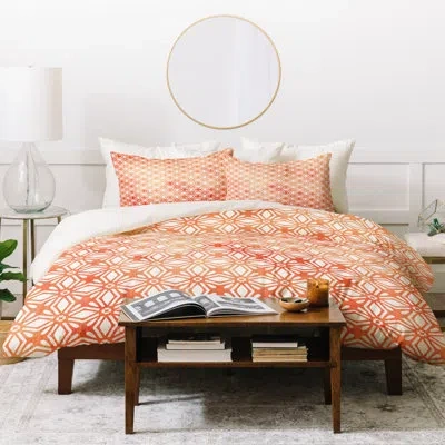 Deny Designs Monika Strigel Moroccan Diamond 3 Piece Duvet Cover Set In Peach