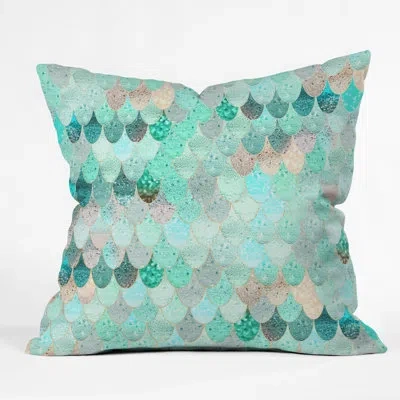 Deny Designs Monika Strigel Summer Mermaid Indoor/outdoor Throw Pillow In Mint