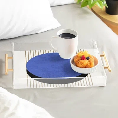 Deny Designs Moonlightprint Circle Blue Stripes Acrylic Tray