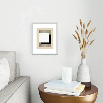 Deny Designs Moonlightprint Square Bw Stripes Metal Framed Art Print In Silver