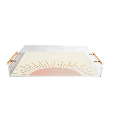 Deny Designs Moonlightprint Sunshine Everywhere Acrylic Tray In Cream