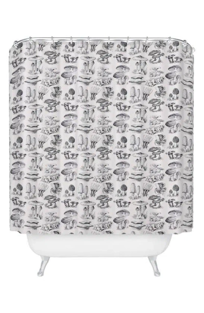 Deny Designs Mushroom Collection Shower Curtain In Gray