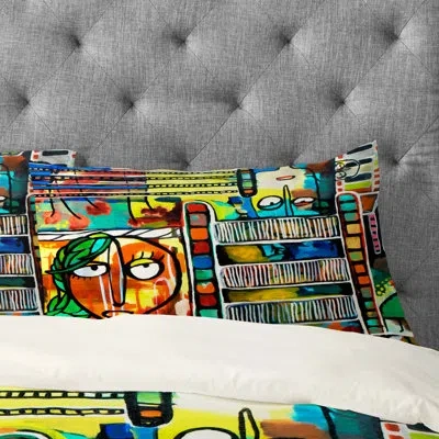 Deny Designs Musical Chairs Pillowcase In Blue;brown;orange