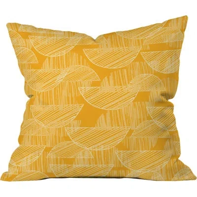 Deny Designs Mustard Arc Showers Polyester Throw Pillow